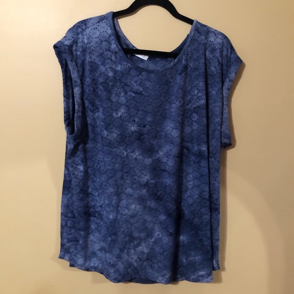 Blue Cloudy Pattern Short Sleeve Top - Picture 1 of 2